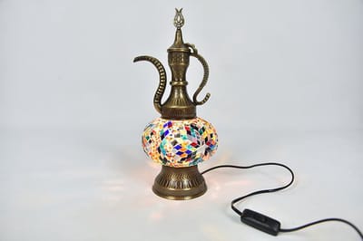 Handgemaakt - Ibrik tafellamp - multicolour - 1 stuk - 32 cm hoog met glazen bol