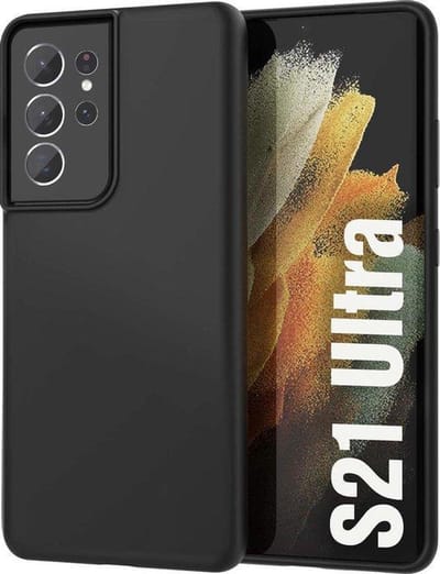 Siliconen back cover case - Geschikt voor Samsung Galaxy S21 Ultra - TPU hoesje zwart