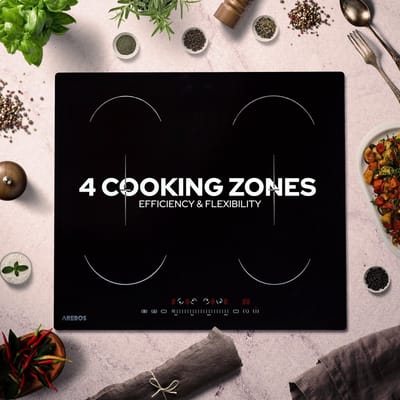 AREBOS Inductiekookplaat Keramische kookplaat Zelfvoorzienend 7200 W 4 zones