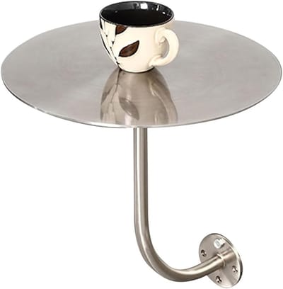 Balkon Tafel - Leuningtafel Buiten - Koffie Drankjes - Weerbestendig Roestvrijstaal - 40cm Diameter - Zilver