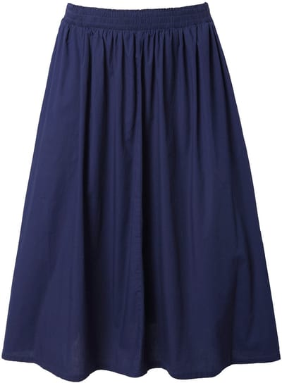 Ulla Popken - Dames - Midi-rok A-lijn elastische tailleband stretchcomfort - Inktblauw - Maat 50+