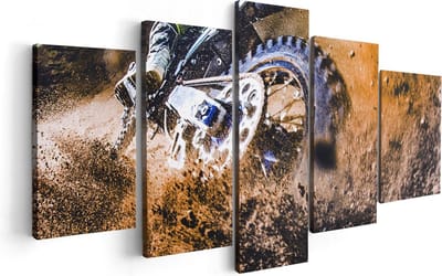 Artaza Canvas Schilderij Vijfluik Motorcross Wiel Met Modder - 100x50 - Foto Op Canvas - Canvas Print