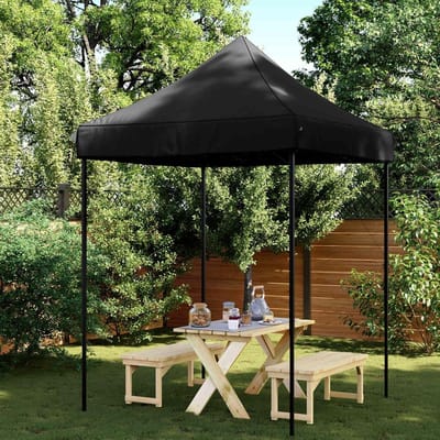 Partytent Vouwbaar - Feesttent Tuin - Buitenfeest Bescherming - Gepoedercoat Stalen Frame - 200x200x306 cm - Zwart