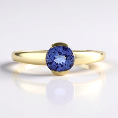 Cavill - Gouden Ring - 9K Geel Goud - AAA Tanzaniet 0,999 ct - Elegant Luxe Rond Sieraad - Ringmaat 18 19 20