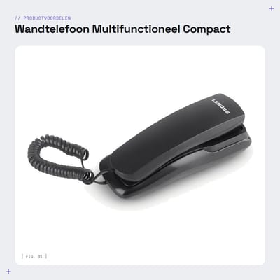 Dailygoods- Wandtelefoon met flitsfunctie - Wandgemonteerde Telefoon - Plug-and-play - Telefoonbasis - Telefoonkabel - Compacte afmetingen 180x60x60 mm - Vaste Telefoon
