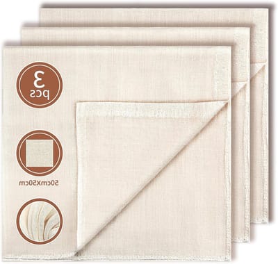 Herbruikbare Kaasdoek Set van 3 Stuks - 50 x 50 cm, 100% Katoen, Ongebleekt - Ideaal voor Voedselfiltering, Tofu, Jam en Notenmelk