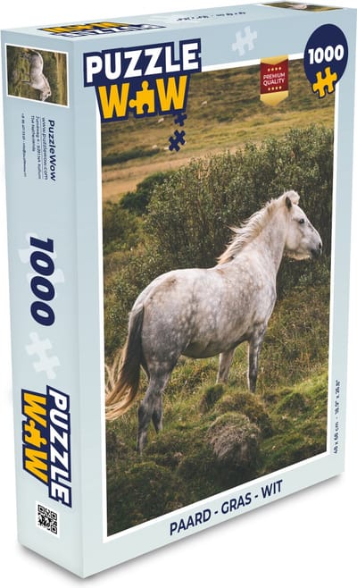 Puzzel Paard - Gras - Wit - Legpuzzel - Puzzel 1000 stukjes volwassenen