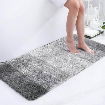 Zacht badkamertapijt 60 x 120 cm antislip wasbaar hoogpolig microvezel absorberend douchemat