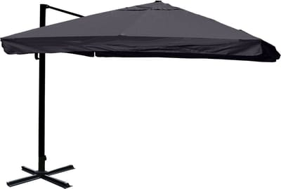 Zweefparasol MCW-A96, parasol, 3x3m (Ø4.24m) polyester/aluminium 23kg ~ Flap, antraciet zonder voet