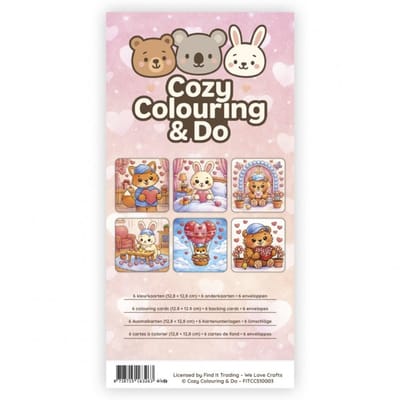 Kleurboek - Kleurkaarten - Findit Color - Cozy Colouring Cards Set - Cozy Day Love - Gratis verzonden - FITCCS10003