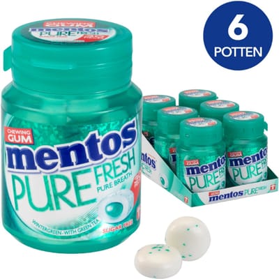 Mentos Gum | Pure Fresh | Wintergreen 30 | 6 stuks | 6 x 60g