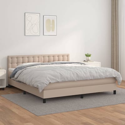 vidaXL - Boxspring - met - matras - kunstleer - cappuccinokleurig - 180x200 - cm