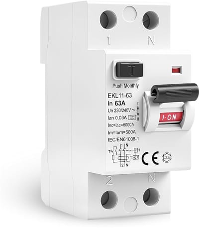 Aardlekschakelaar - Stroomonderbreker - Veiligheid Elektrisch - Lekbeveiliging 30mA - 2P 63A - Zwart