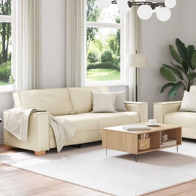 vidaXL - Bank - 2 - st - Beige - Linnenmix - Stoffen