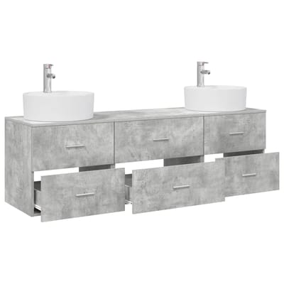 vidaXL - Badkamerkast - set - 3 - st - Betongrijs - 161 - x - 44,5 - x - 76 - cm