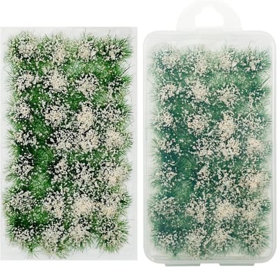 28-delige Set met Bloemclusters en Statisch Gras voor Miniatuur Treinlandschappen en Decoraties (Roze)