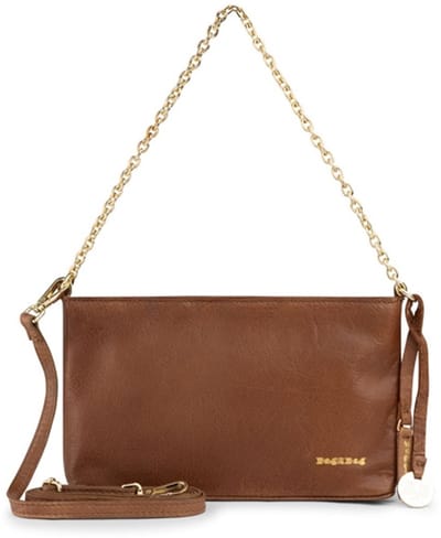 Bag2Bag Leren Schoudertas Milan Cognac met goudkleurige hardware