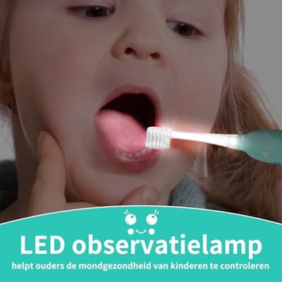 Elektrische Kindertandborstel met LED-verlichting, Magnetische Oplaadfunctie, 8 Vervangbare Borstels, 2-Minuten Timer, Geschikt voor Peuters 0-6 Jaar