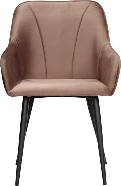 Soof&Tess - Set van 4 - Genoa Eetkamerstoel - Bruin - Fluweel - Velvet - Industrieel - Met armleuning - Easy Clean Stoffen - Hoge Kwaliteit