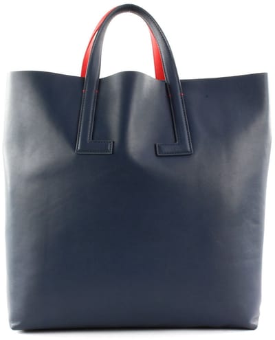 LACOSTE Leren Handtas Schoudertas Fashion Show Double Tote Bag Parrot Oceania Blauw Rood