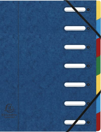 Exacompta 8x Sorteermap HARMONIKA® met uitrekbare rug en uitgesneden vensters - 7 indelingen - Blauw - 55072E