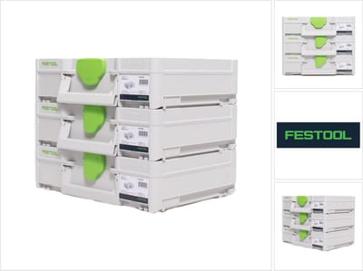 Festool Systainer-set 3x SYS3 M 112 ( 3x 204840 ) 7,7 liter 396x296x112 mm gereedschapskoffer koppelbaar