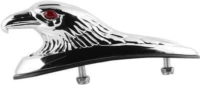 Eagle Head Ornament voor Motorfiets, Aluminium met Chroomafwerking, Decoratieve Beugel voor Voorvork en Spatbord - Geschikt voor Alle Motoren