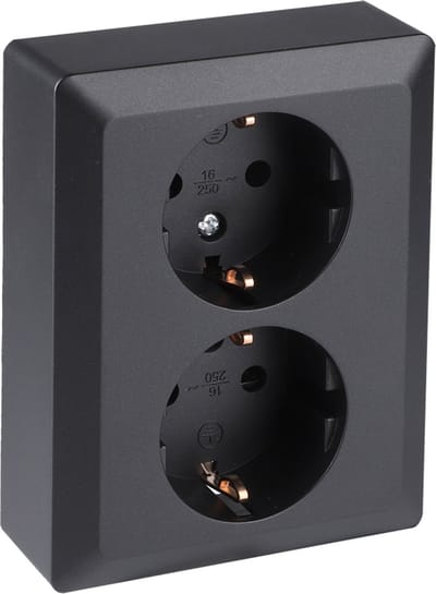 Q-Link Dubbel Stopcontact � Wandcontactdoos met Kinderbeveiliging en Aanraakbeveiliging � Inbouw � Zwart