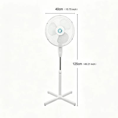 House Of Atelier - Staande Ventilator - Statiefventilator - Vloerventilator - Verstelbare Hoogte - 3 Standen - 40 cm - Wit