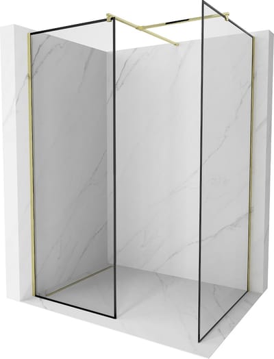 Mexen Kioto douchewand Walk-in 90 x 70 , zwarte frame, gouden - 800-090-202-50-70-070