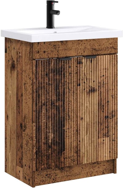 vidaXL - Badkamermeubel - Set - Oud - hout - 56 - x - 37,5 - x - 81 - cm - Bewerkt - hout