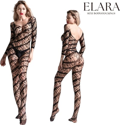Elara - Marisol - Bodystocking Erotische Lingerie met Open Kruis - Catsuit - S t/m XL - Sexy Dames Lingerie