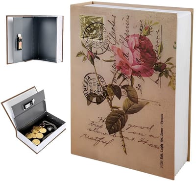 Dailygoods - Boekkluis met cijferslot, woordenboekvorm, boekvorm, geldcassette, afsluitbaar, boekverstop, opbergbox voor kantoor, thuis, geld, sieraden, waardevolle objecten, rozenstijl