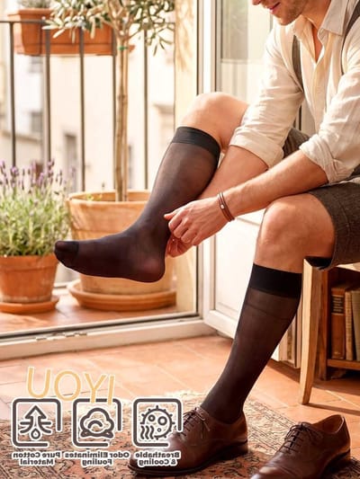 Transparante kniekousen voor dames in zwart, van nylon met gladde afwerking en elastische bovenband voor optimaal comfort en stijl
