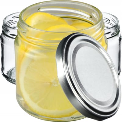 KADAX Kleine inmaakpotten, 200 ml, jampotten, diameter 66 mm, kleine potten voor honing en specerijen, luchtdichte potten, weckpotten, ronde potten (10 stuks, zilverkleurig)