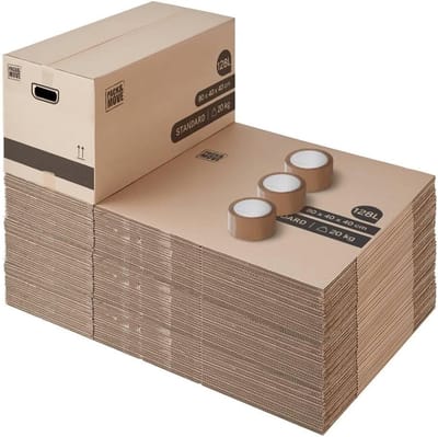 Verhuisdozen Set - Verhuisboxen Opslag - Spullen Inpakken - Versterkte Handgrepen - 30 Stuks XL - Bruin