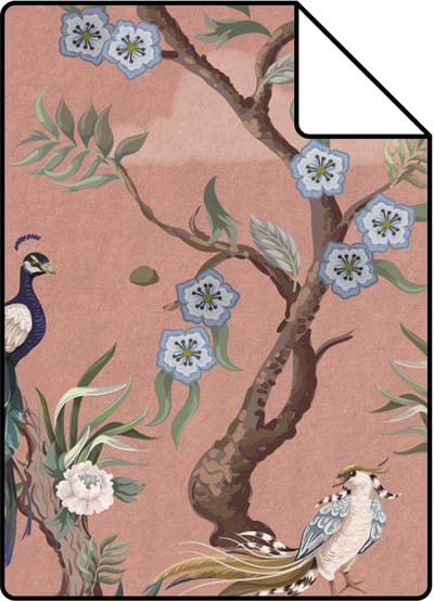Proefstaal ESTAhome behang kraanvogels oudroze - 26.5 x 21 cm - 139708-S