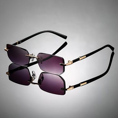 Nieuwste Randloze Vierkante Zonnebril Mannen Rechthoekig Klein Zonneklepbril Mannen Retro Lens Rijden Vissen Oculos UV-bescherming 400 Bril