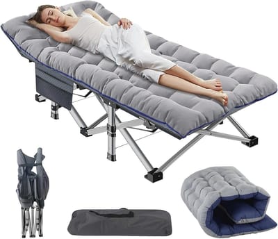 Opvouwbaar Veldbed met Matras - Draagvermogen 200 kg, Perfect voor Camping en Tuin
