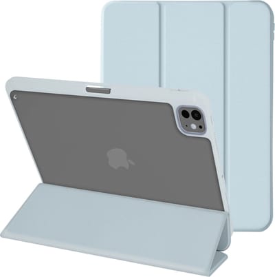 Avizar Foliohoes Geschikt voor Apple iPad Pro 13 2024 Video en toetsenbord in stand-by, Bleekblauw
