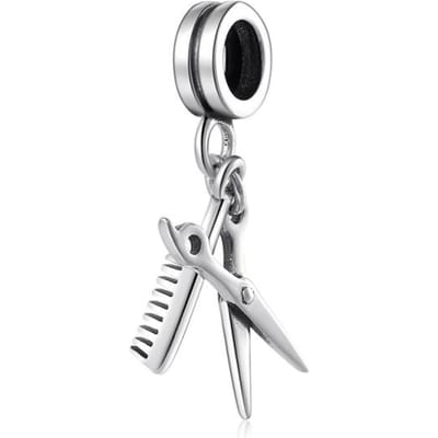 Mannequinat de Mode Argent Sterling 925 Ciseaux Et Peigne Breloques Pendentifs S'adaptent Collier Bracelet Perles Bijoux de Créateur Original white