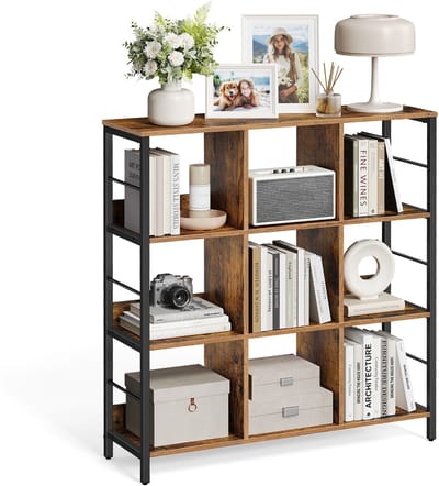 VASAGLE - Boekenkast - Met 3 Niveaus - 9 Vakken - Industrieel Design