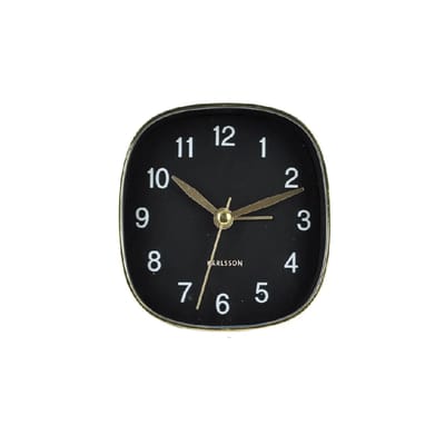 Karlsson Wekker Travel Square - Mat Zwart - 8.5x8.5x8.5cm - Modern - Wekker voor slaapkamer - Wekkers