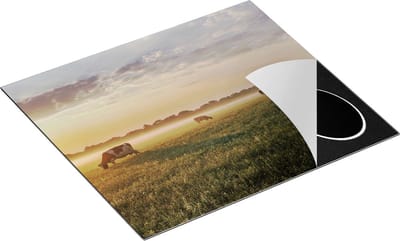 Chefcare Inductie Beschermer Koeien in de Wei tijdens Zonsopkomst - 60x50 cm - Afdekplaat Inductie - Kookplaat Beschermer - Inductie Mat