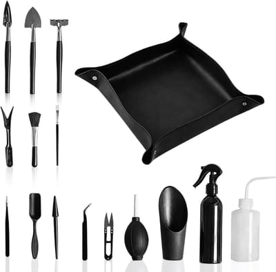 Complete Bonsai Tool Set met 16 Stukken, Ideaal voor Vetplanten, Binnenplanten en Verpotten met Accessoires en Mat