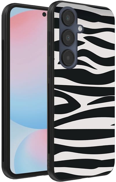 Smartphonica Telefoonhoesje Geschikt voor Samsung Galaxy S24 FE met zebra opdruk - TPU backcover case zebra design - Zwart Wit geschikt voor Samsung Galaxy S24 FE