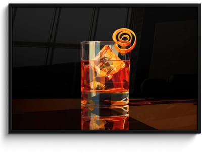 Poster in lijst - Fotolijst 120x80 cm - Posters - Glas - Ijsblokjes - Drinken - Bruin - Posterlijst zwart - Decoratie - Wanddecoratie woonkamer - Muurdecoratie slaapkamer - Kerstversiering - Kerstdecoratie voor binnen - Kerstmis