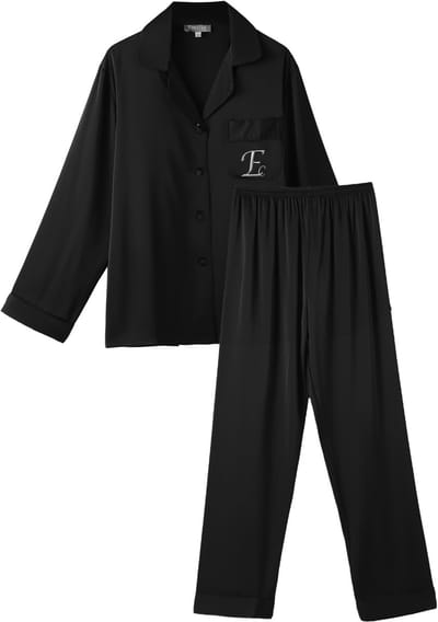 Emilie collection - pyjama - satijn - luxe - broek & overhemd - zwart