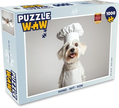 Puzzel Hond - Wit - Kok - Legpuzzel - Puzzel 1000 stukjes volwassenen