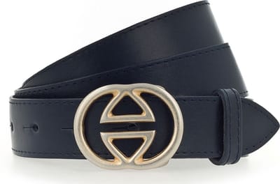 Vanzetti Leren Riem Leather Buckel Belt W105 Marine Donkerblauw